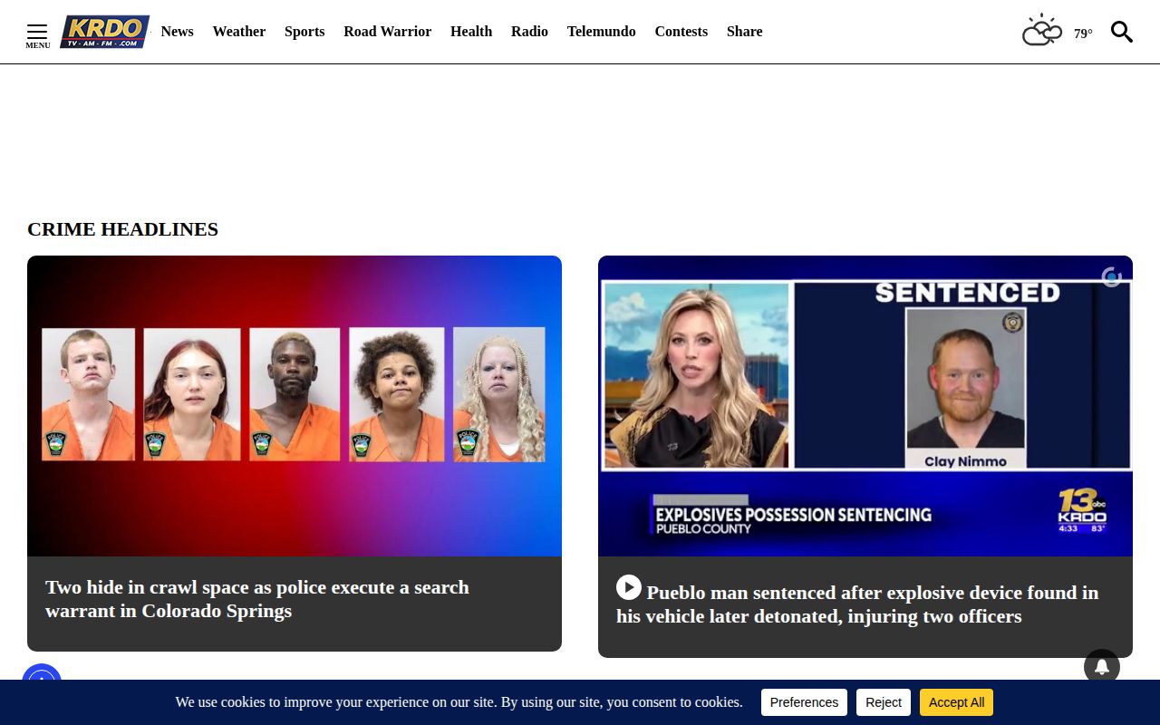 El Paso County crime news section with selective regional reporting